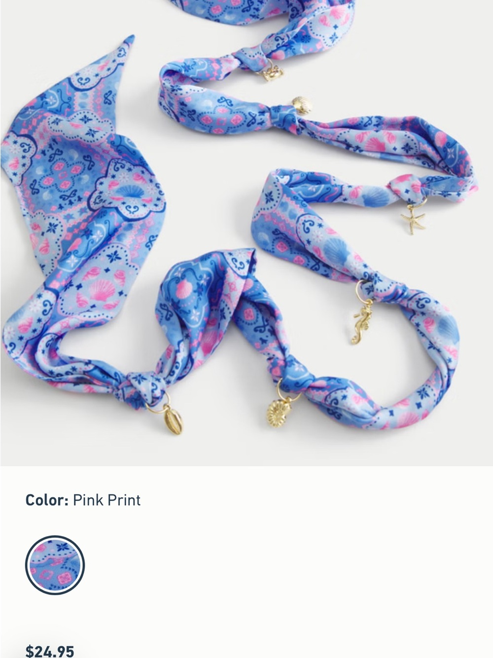 Hollister Pink and Blue Printed Scarf Belt Set